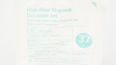 Braun 473543 High-Flow Stopcock Extension Set 37 inch x 5.9 mL (Apprrox.)